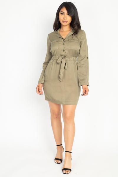 Rtn Bttn Belted Shirts Dress