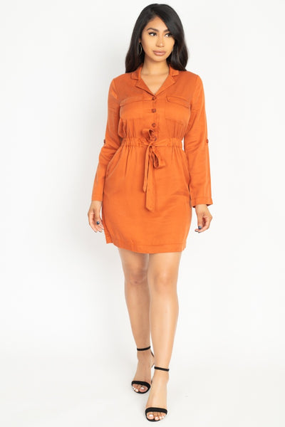 Rtn Bttn Belted Shirts Dress