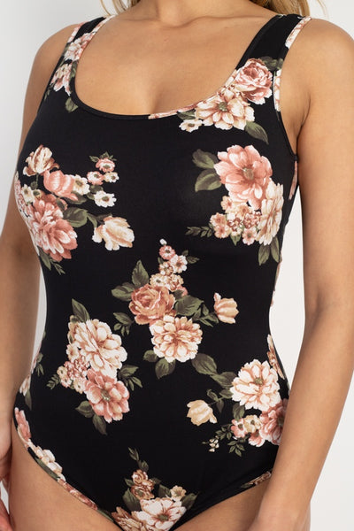 Flower Print Sleeveless Bodysuit
