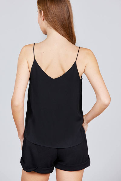 Double V-neck Cami Woven Top