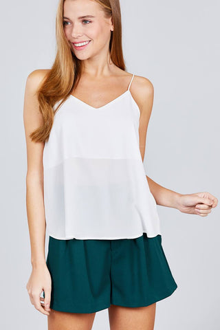 Double V-neck Cami Woven Top