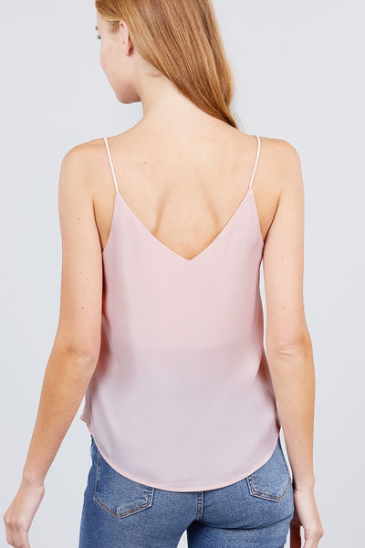 Double V-neck Cami Woven Top
