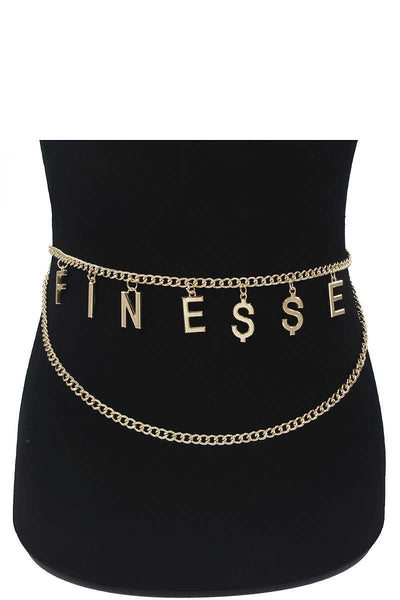 Fashion Chain Layer Belt With Finesse Letter