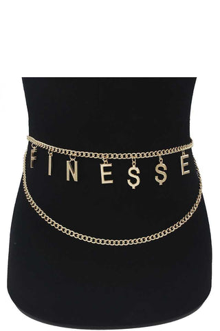 Fashion Chain Layer Belt With Finesse Letter
