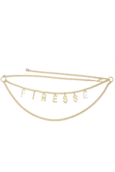 Fashion Chain Layer Belt With Finesse Letter