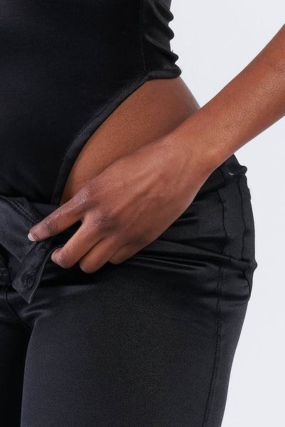 Silk Chain Spaghetti Strap High Thong Center Cut Out Bodysuit