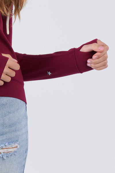 Plum Long Sleeve "be The Light" Graphic Star Studded Comfy Zip Up Hoodie