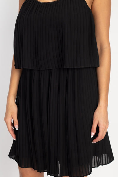 Accordion Pleated Mini Dress