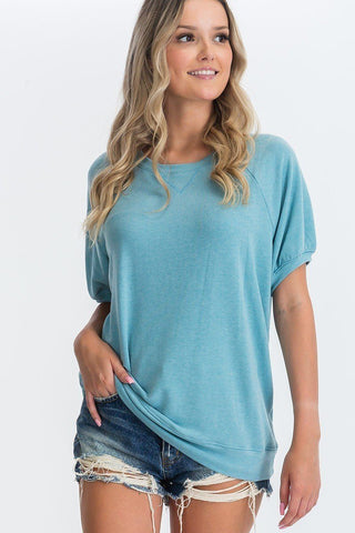 Ribbed Knit Short Sleeve Top