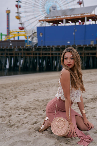 Ivory Bohemian Lace Crochet Sheer Fringe Crop Top