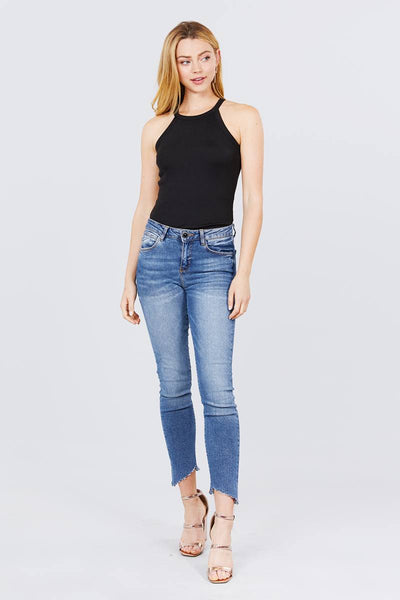 Halter Neck Rib Knit Bodysuit