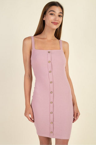 Button Down Ribbed Mini Dress