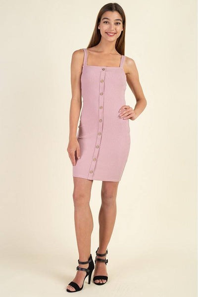 Button Down Ribbed Mini Dress
