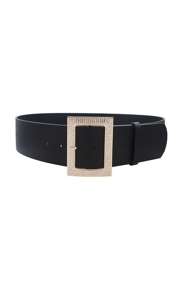 Rectangle Rhinestone Buckle Belt