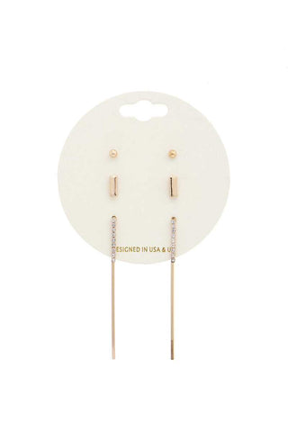 Thin Rhinestone Metal Earring