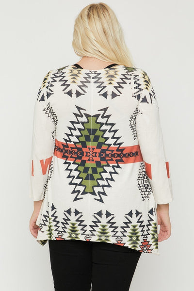 Geometric/tribal Sublimation Print Tunic Top