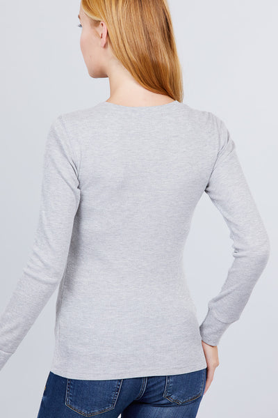 Long Slv Henley Thermal Top