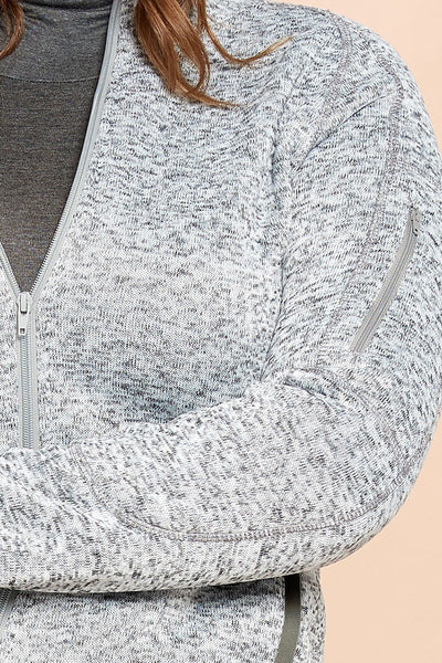 Solid Two-tone Knit Fleece Hoodie