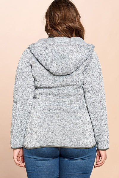 Solid Two-tone Knit Fleece Hoodie