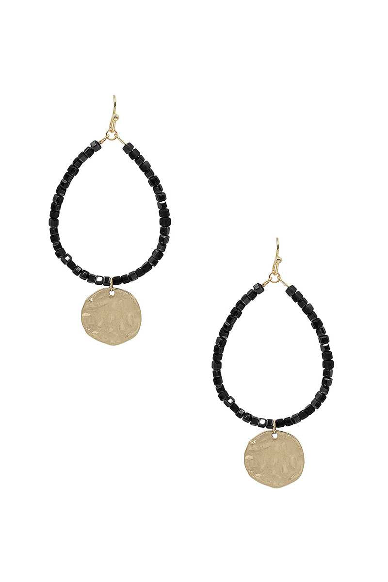 Seed Bead Teardrop Round Dangle Earring