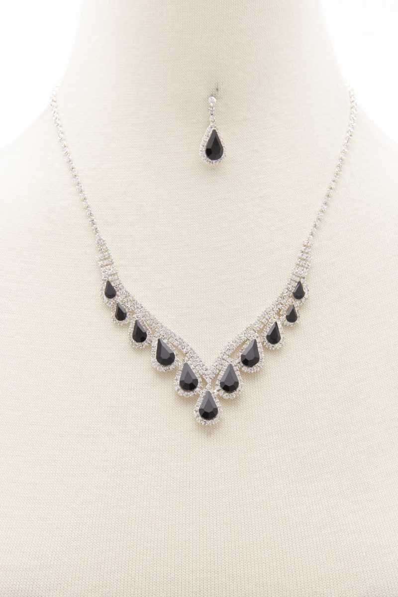 Teardrop Rhinestone V Shape Necklace