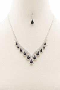 Teardrop Rhinestone V Shape Necklace