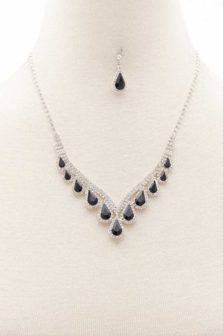 Teardrop Rhinestone V Shape Necklace