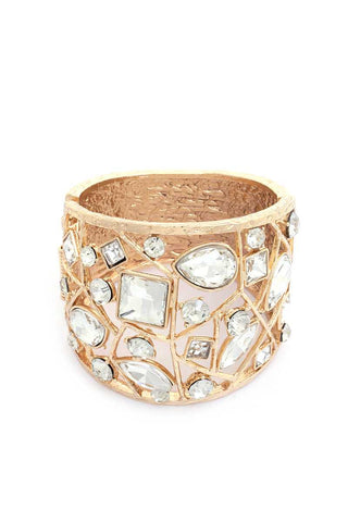 Crystal Shape Metal Cuff Bracelet