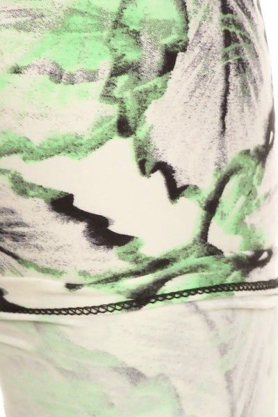 Plus Size Leaf Print, Full Length Leggings In A Slim Fitting Style With A Banded High Waist