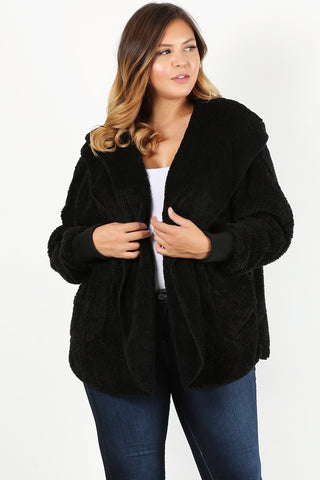 Plus Size Faux Fur Teddy Jacket