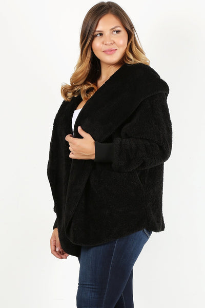 Plus Size Faux Fur Teddy Jacket