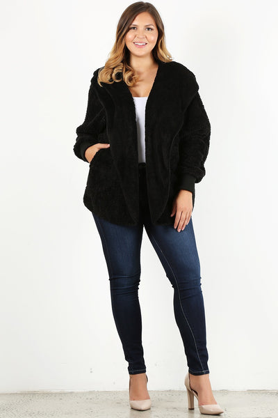 Plus Size Faux Fur Teddy Jacket
