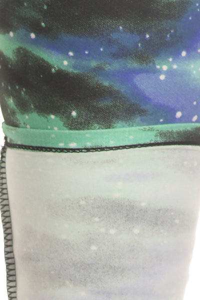 Plus Size Galaxy Graphic Printed Knit Legging With Elastic Waist Detail. High Waist Fit