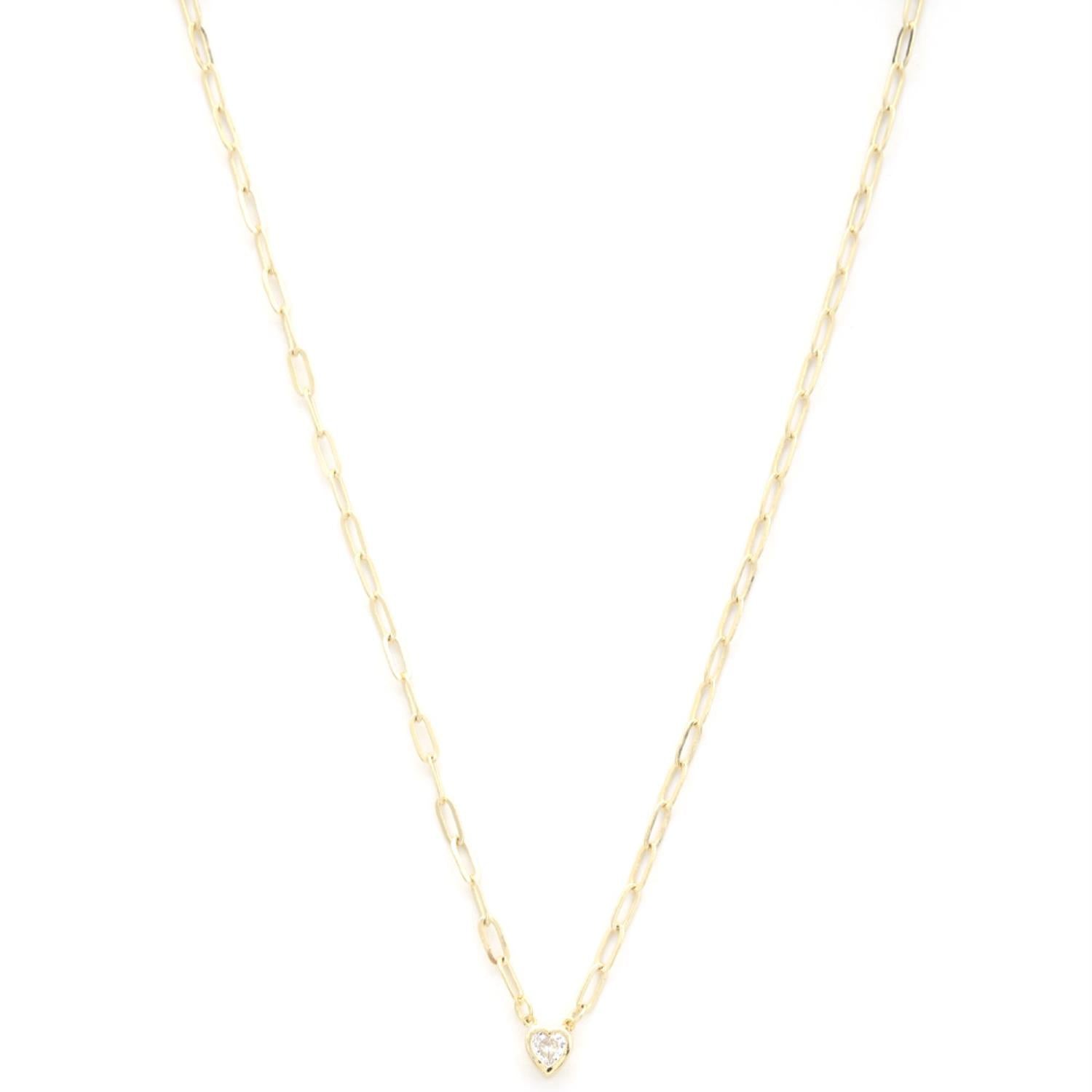 Dainty Heart Charm Oval Link Metal Necklace