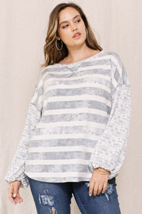 Stripe Printed French Terry Top