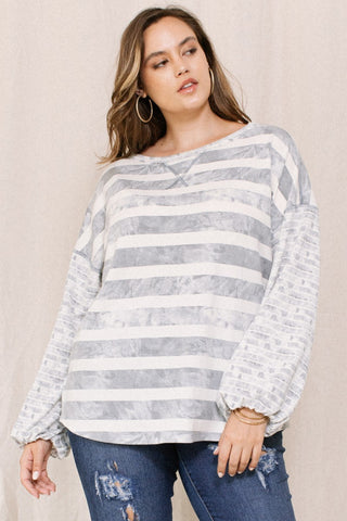Stripe Printed French Terry Top